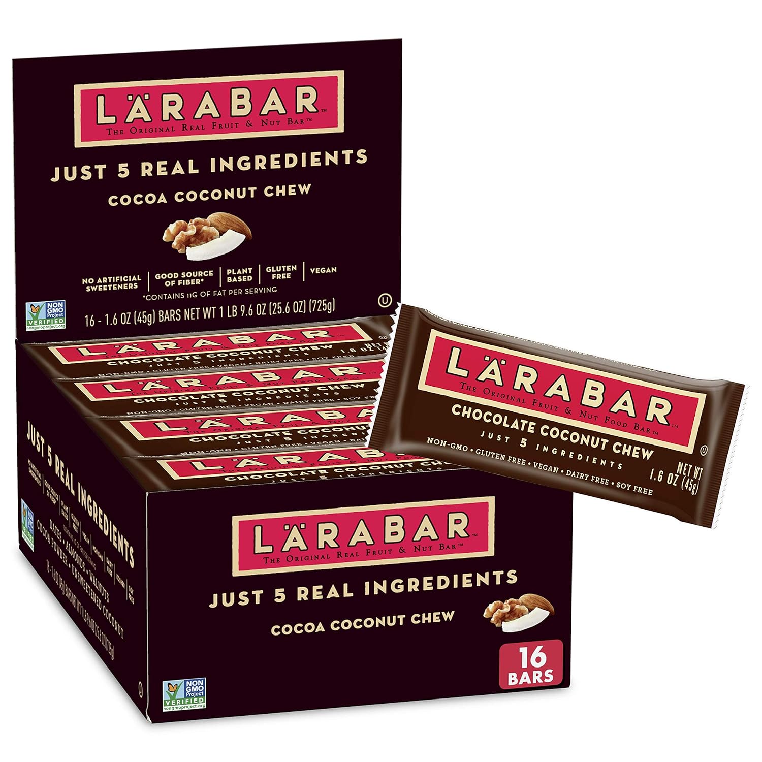 Larabar Cocoa Coconut Chew, Gluten Free Vegan Fruit & Nut Bars, 16 Ct