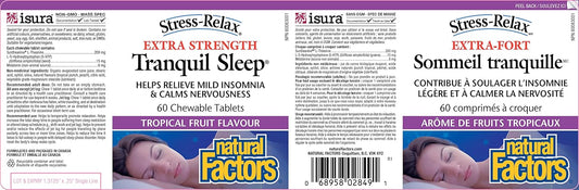 Natural Factors Stress-Relax Tranquil Sleep Extra Strength, Sleep Aid with Suntheanine L-Theanine, 5-HTP, Melatonin, 60 Tablets (60 Servings)