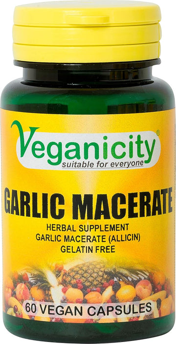 Veganicity Garlic Macerate 530Mg (1670G Allicin): Digestive And Immune Herbal Supplement : 60 Vcaps, In A Planet-Friendly 99% Recycled Pot
