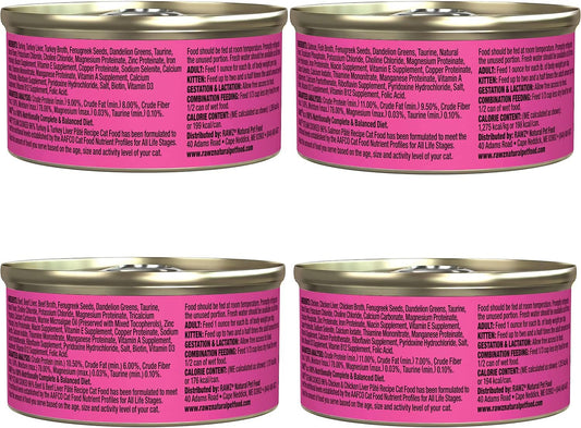 Rawz Natural Premium Pate Canned Cat Wet Food -12 Pack Cans Variety Bundle Pack -4 Flavors - (Salmon, Chicken, Turkey, Beef) With Hotspot Pets Food Bowl - (3Oz Cans)