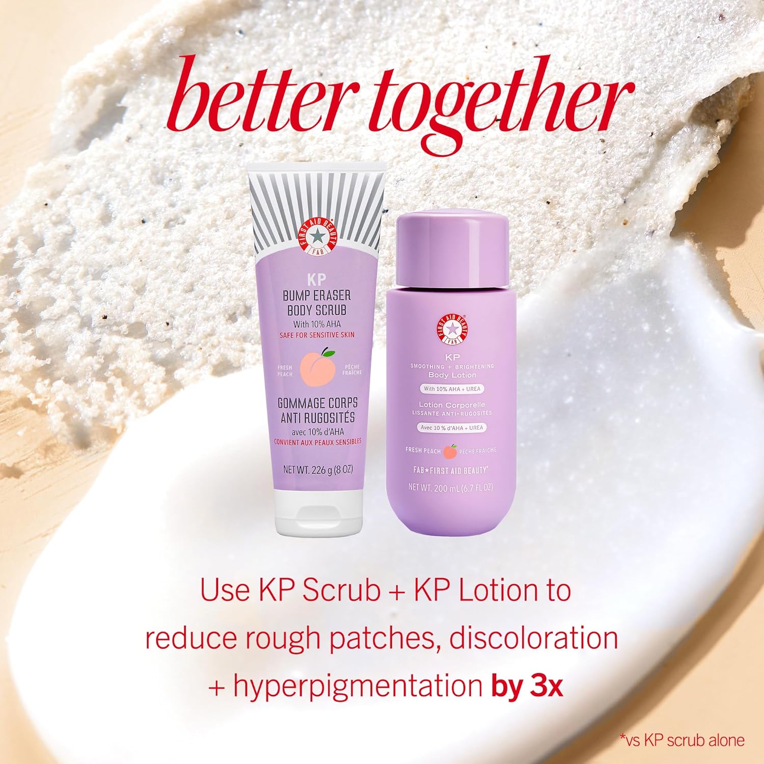 First Aid Beauty - Kp Smoothing + Brightening Body Lotion With 10% Aha, Lactic Acid, Urea + Colloidal Oatmeal, Exfoliate & Moisturize, Banish Keratosis Pilaris Bumps, New Peach Scent (6. 7 Fl Oz) : Beauty & Personal Care