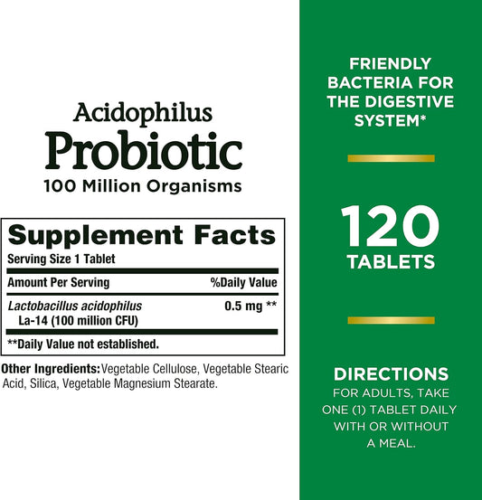 Nature'S Bounty Acidophilus Probiotic, Daily Probiotic Supplement, Supports Digestive Health, 1 Pack, 120 Tablets