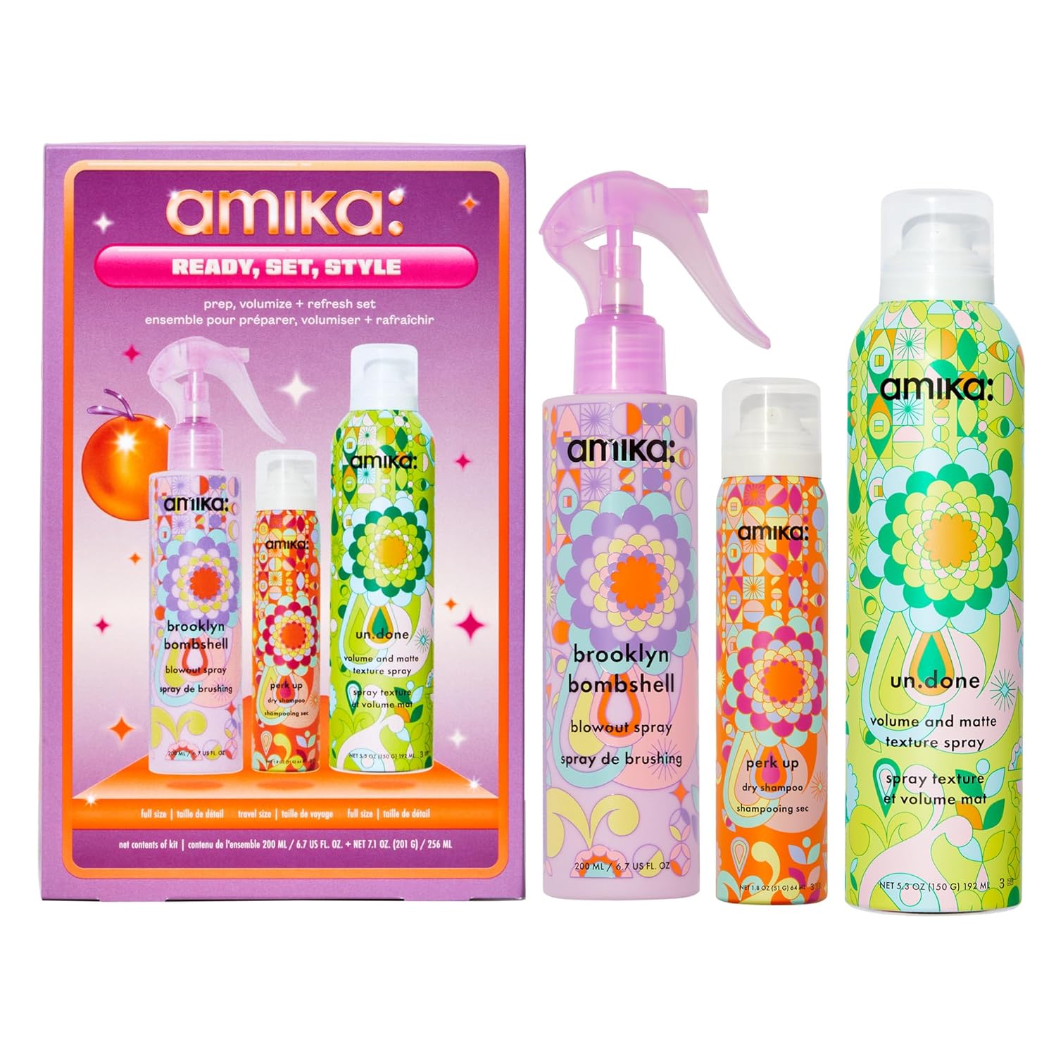 Amika Ready, Set, Style: Prep, Volumize + Refresh Set