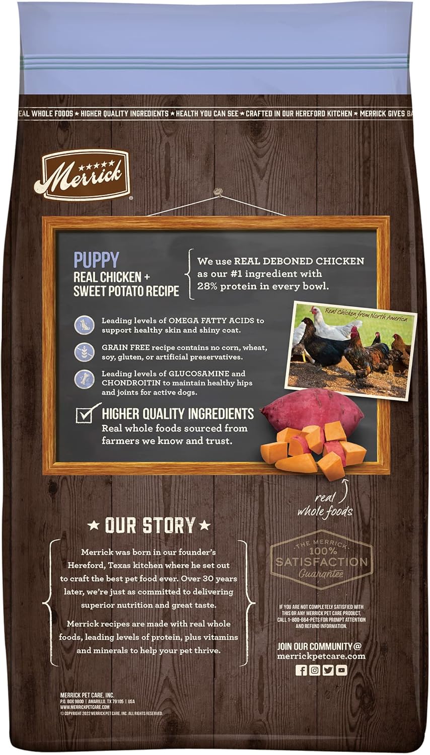 Merrick Dry Puppy Food, Real Chicken and Sweet Potato Grain Free Dog Food Recipe - 10 lb. Bag : Pet Supplies