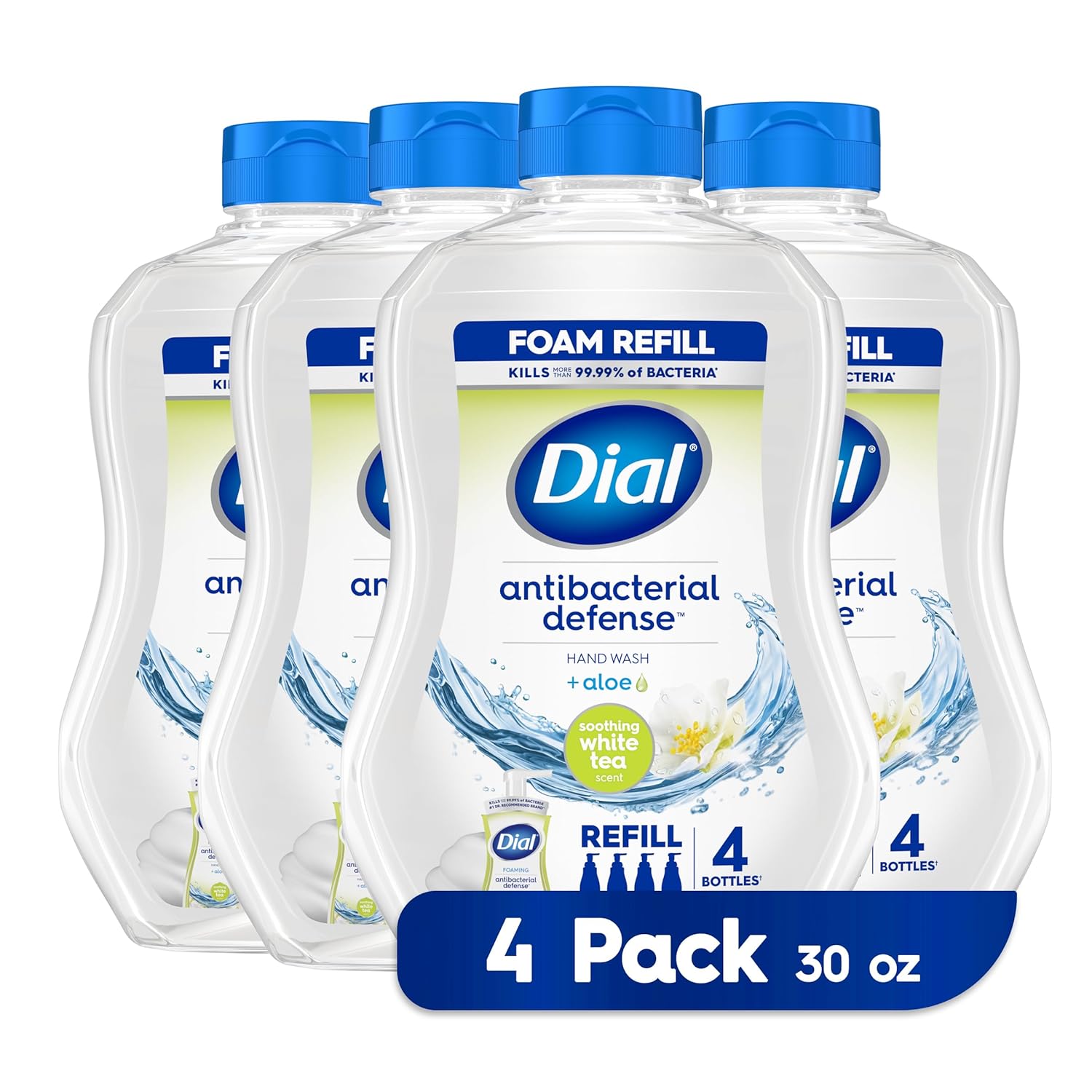 Dial Antibacterial Foaming Hand Wash Refill, Soothing White Tea, 30 Ounce Pack Of 4