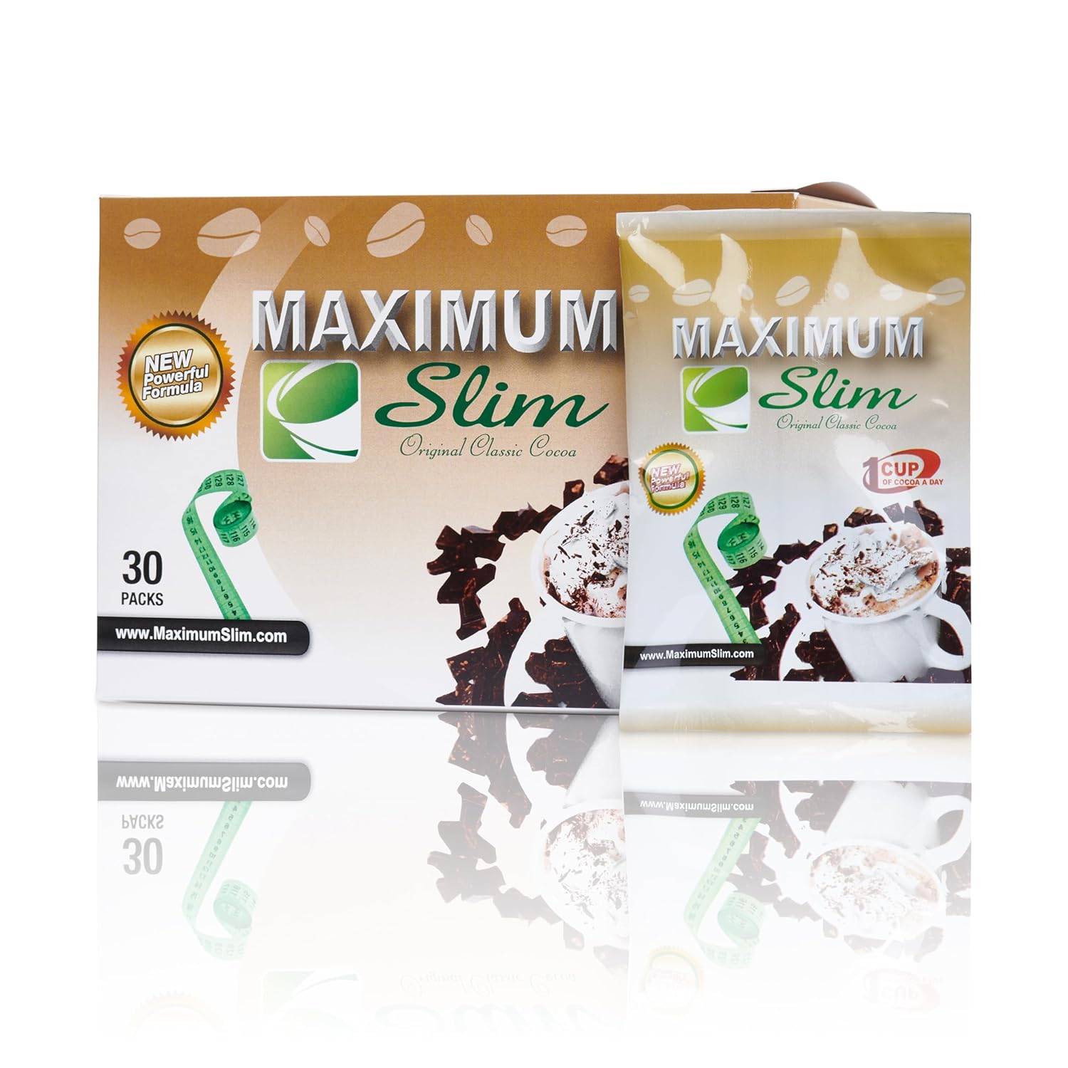 Maximum Slim Premium Instant Cocoa – Creamy, Delicious 4-In-1 Formula With Natural Herbal Extracts For Energy & Vitality, Maximum Satisfaction & Taste. No Side Effects (Laxative-Free) –Usa Made, 30 Ct : Health & Household