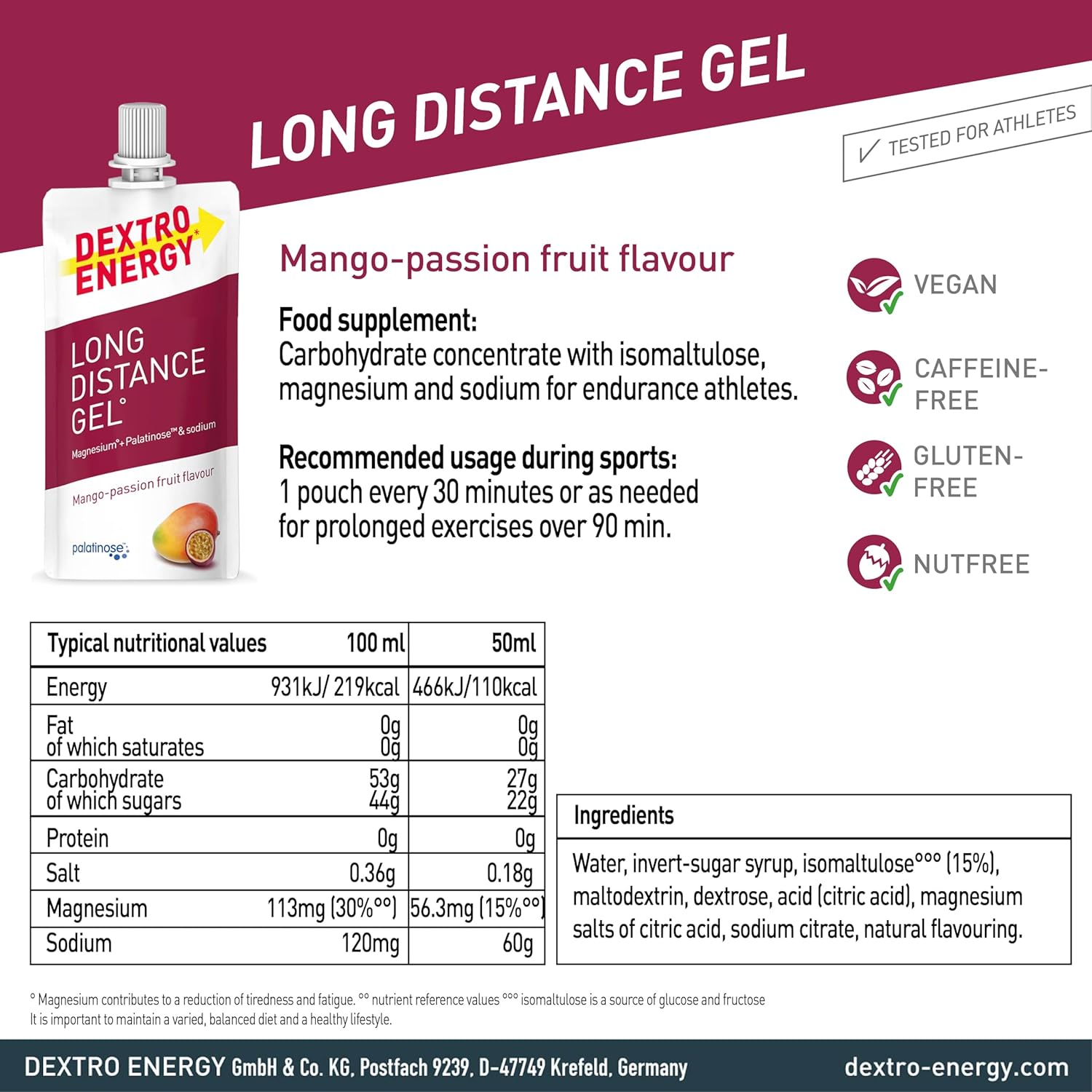 Dextro Energy Long Distance Gel Wild Berry | Fast and Long-Lasting Energy Supply | Developed for Intensive, Long Endurance Exercise | Easy to Consume Continuous Carbohydrates | Pack of 12 : Amazon.co.uk: Grocery