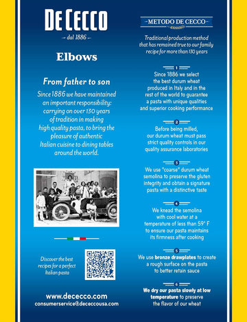 De Cecco Elbows No. 81 Pasta, 16 Oz, Authentic, Slow Dried, Made With Durum Wheat, Versatile Pasta For Sauces & Recipes, Made In Italy