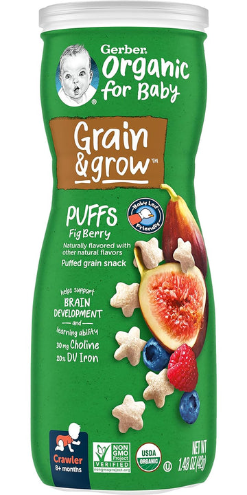 Gerber Baby Snacks Organic Puffs, Fig Berry, 1.48 Ounce (Pack of 6) : Baby