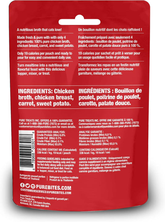 Purebites Chicken Broths For Cats, Only 4 Ingredients, Case Of 18