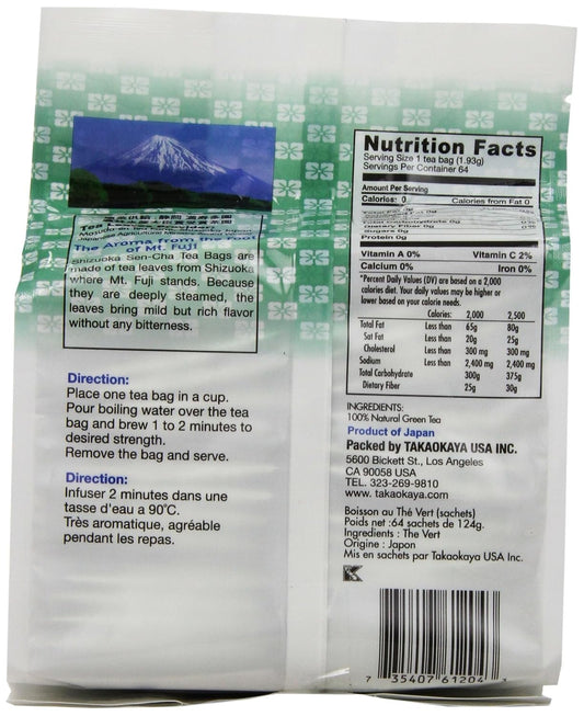 Takaokaya Tea T Green Sencha, Teabags, 64 Count Unit