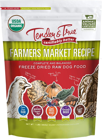 Tender & True Pet Nutrition Farmers Market Recipe Freeze Dry Raw Dog Food, 1 Lb