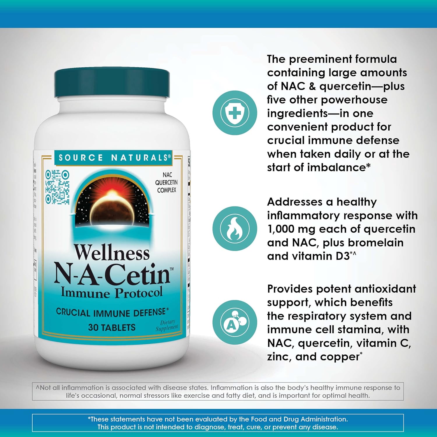 Wellness N-A-Cetin Immune Protocol (30 Tablets) : Health & Household