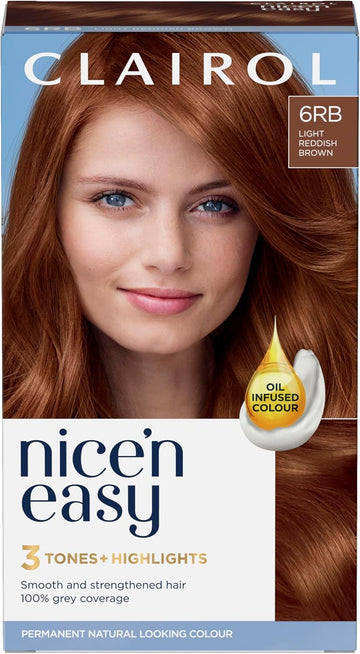 Clairol Nice'N Easy Crème, Natural Looking Oil Infused Permanent Hair Dye, 4Rb Dark Reddish Brown