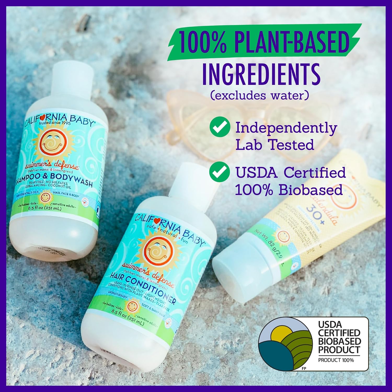 California Baby Swimmer’S Defense Baby Wash + Baby Shampoo | After Swim Hydrating Shampoo | 100% Plant-Based | Chlorine Removal | 8.5 Oz : Baby