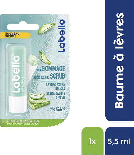 Labello Moisturising Lip Stick (1 X 5 Ml), Lip Exfoliator With Sugar Particles And Nourishing Lip Care With Organic Aloe Vera And Vitamin E