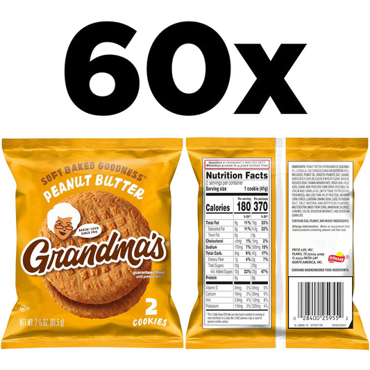 Grandma'S Peanut Butter Cookies, 2.5 Ounce (Pack Of 60)