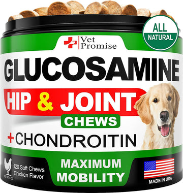 Vet Promise Glucosamine for Dogs - Hip and Joint Supplement for Dogs - Glucosamine Chondroitin for Dogs - Dog Joint Pain Relief - MSM - Advanced Support - 115 Mobility Chews