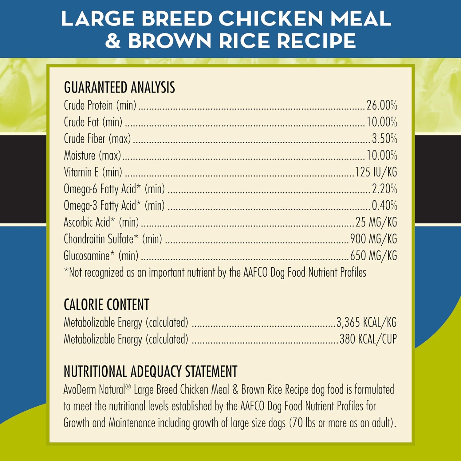 AvoDerm Natural Chicken Meal & Brown Rice Formula Large Breed Dry Dog Food, For Pet Food Allergy Support, 26 lb : Pet Supplies