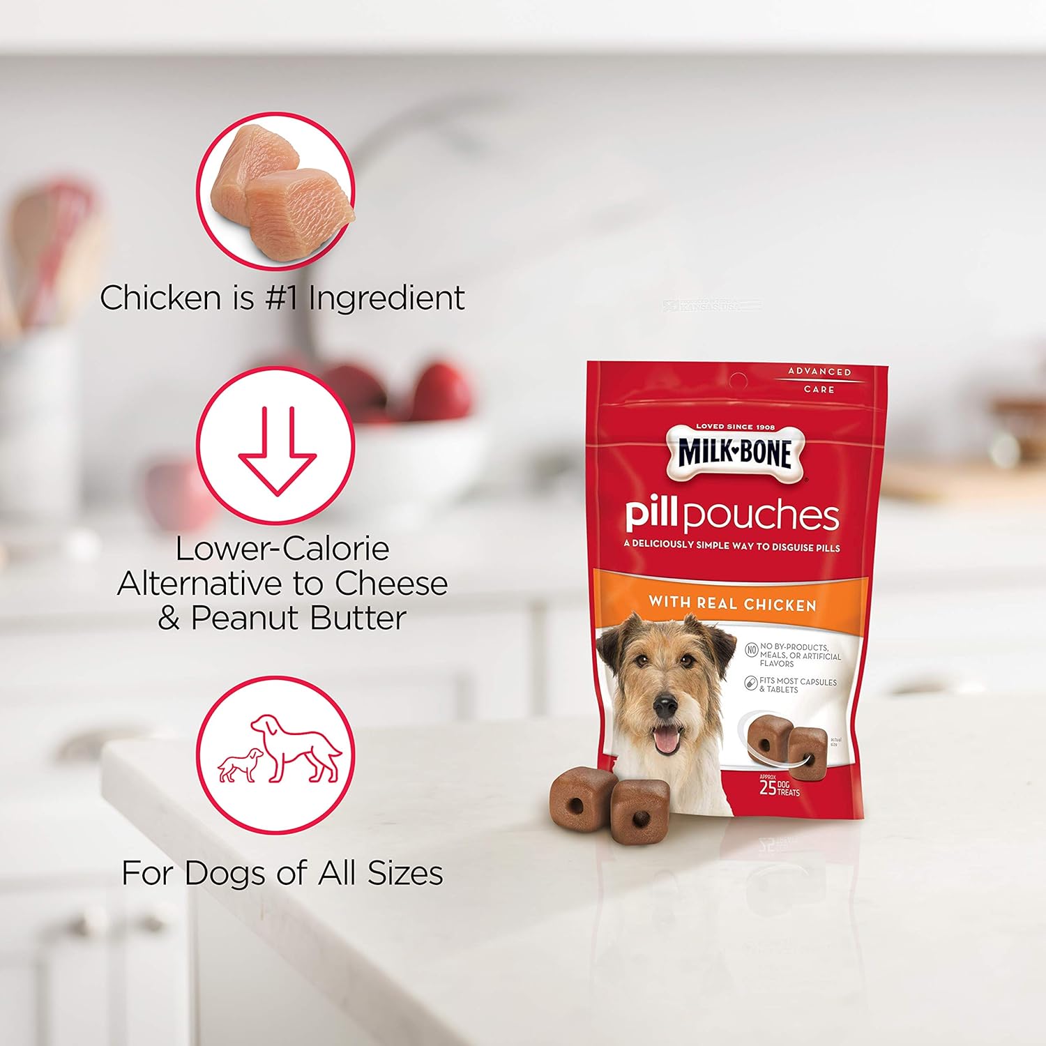 Milk-Bone Pill Pouches Dog Treats, Real Chicken Flavor, 6 Ounce (Pack of 5) : Health & Household