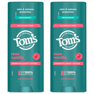 Tom’s of Maine Rose Vanilla Natural Deodorant for Women and Men, Aluminum Free, 3.25 oz, 2-Pack