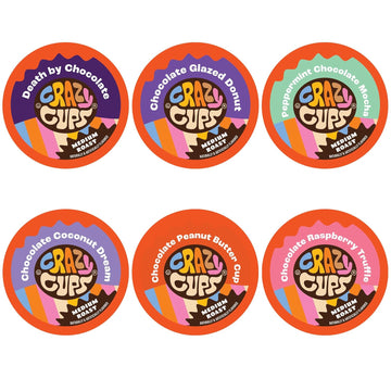 Crazy Cups Flavored Coffee Pods Variety Pack, Medium Roast Chocolate Coffee Variety Pack, Single Serve Coffee In Recyclable Coffee Pods For Keurig K Cups Machines, 72 Count