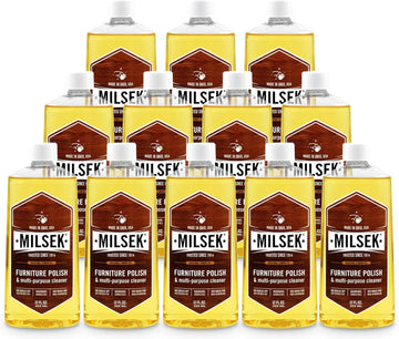 Milsek Furniture Polish and Wood Cleaner with Lemon Oil - Multipurpose Solution for Home Improvement from Hardwood Floors to Kitchen Cabinets - 12 Fl Oz (Pack of 12)