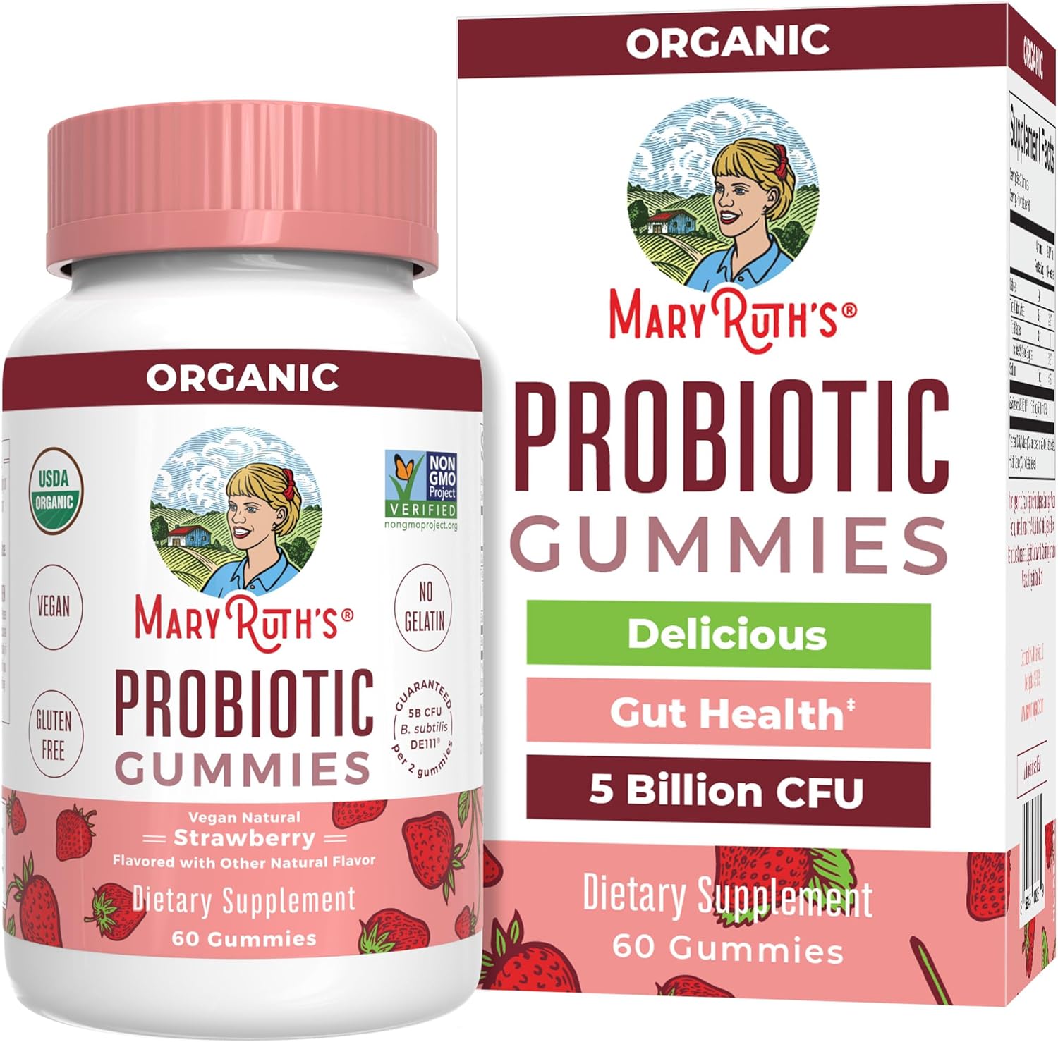 MaryRuth Organics Probiotic USDA Gummies Digestive | Immune Support and Gut Health Supplement Vegan Non-GMO Gluten Free 60 Count