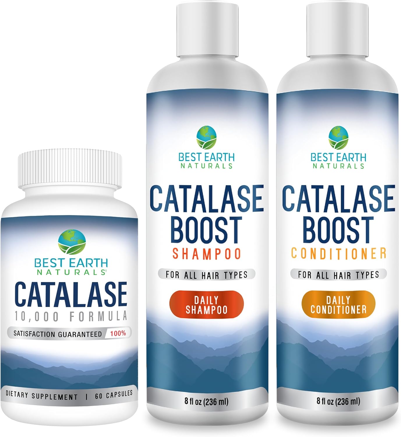 Best Earth Naturals Catalase Formula Starter Set With 60 Capsules Of Catalase 10,000 Shampoo 8 Ounces And Conditioner 8 Ounces