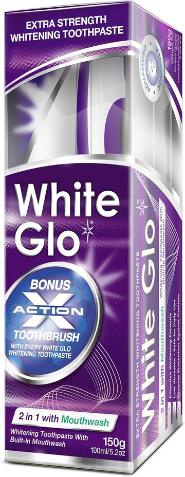 White Glo 2-In-1 Whitening Toothpaste With Mouthwash, 100 Ml, Pack Of 4