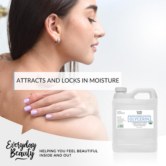 100% Organic Glycerin - For Skin & Hair - Food Grade - Usda Certified - Not From Palm Oil - Perfect Skin And Hair Moisturizer - 1 Fl Oz Glass Bottle & Dropper