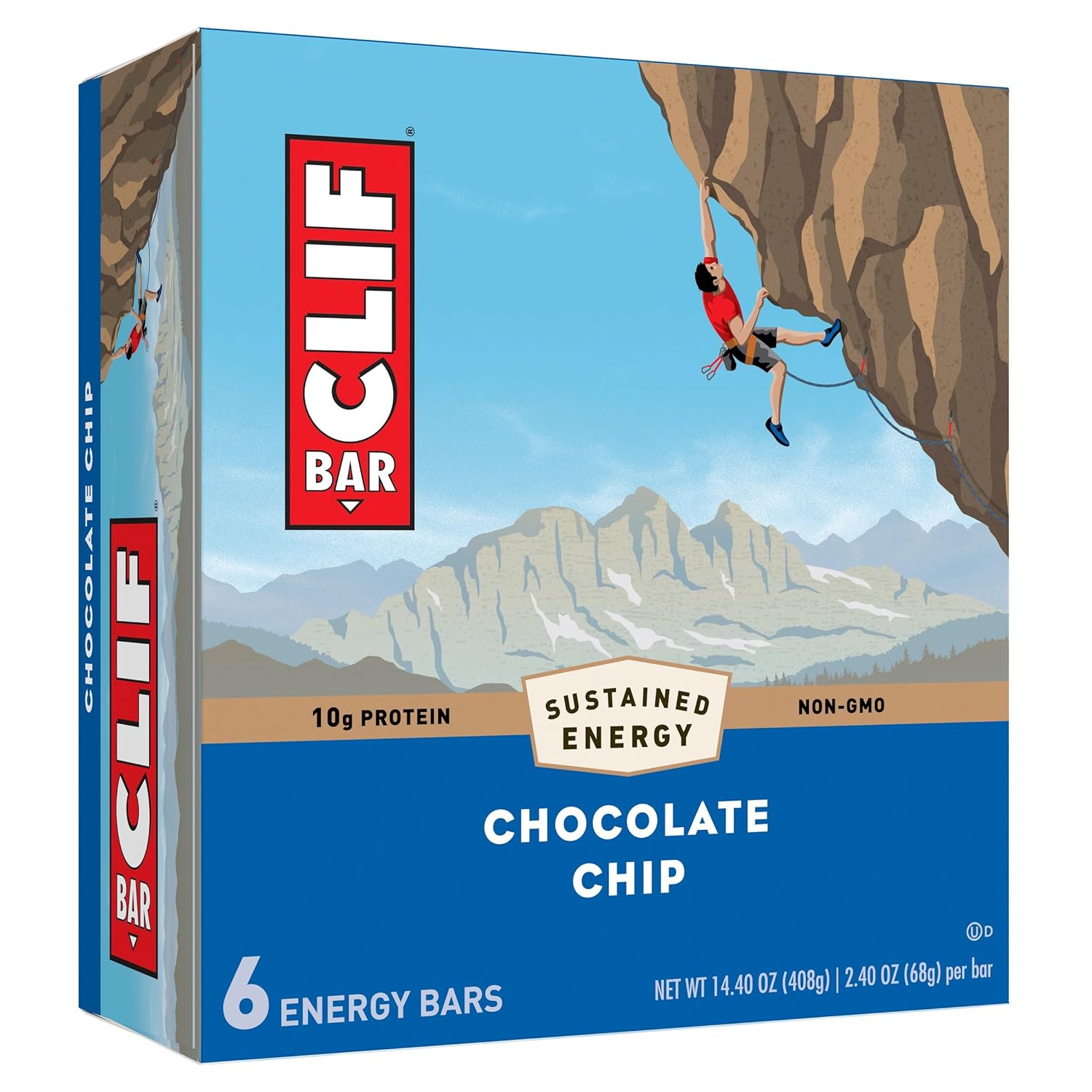 CLIF BAR - Chocolate Chip - Made with Organic Oats - 10g Protein - Non-GMO - Plant Based - Energy Bars - 2.4 oz. (6 Pack)