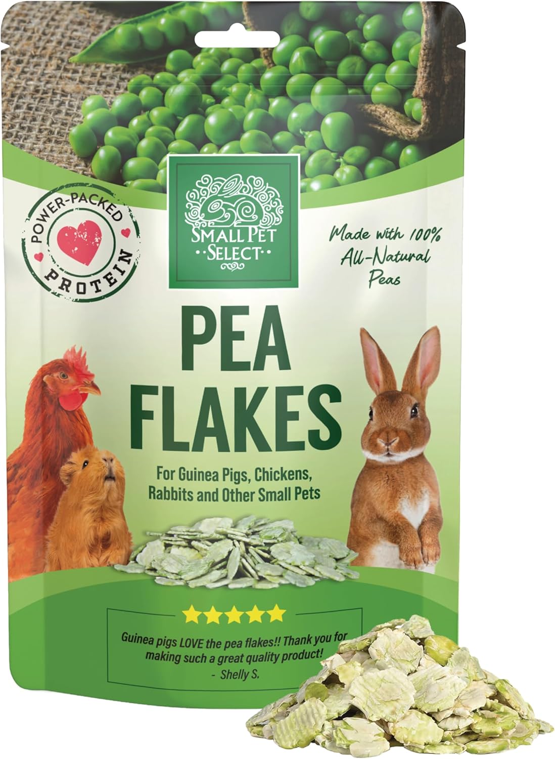 Small Pet Select- Pea Flakes, 8Oz,Green