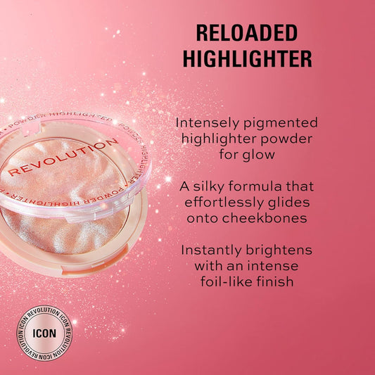 Makeup Revolution Highlight Reloaded, Highly Pigmented, Shimmer Glow Finish Face Makeup, Just My Type, 10G