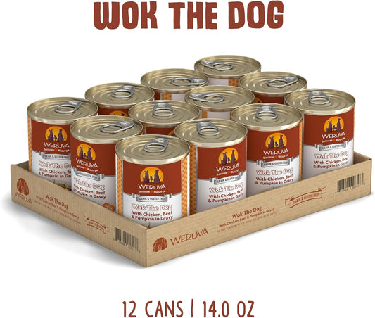 Weruva Classic Dog Food, Wok The Dog With Chicken Breast, Beef & Pumpkin In Gravy, 14Oz Can (Pack Of 12), Brown