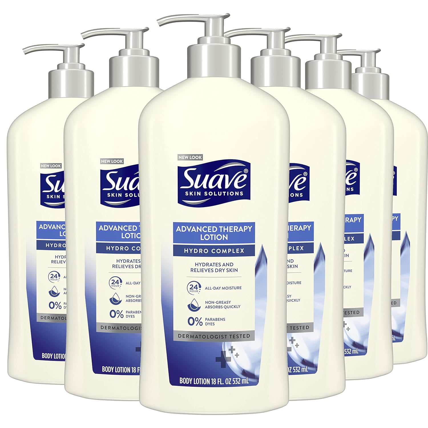 Suave Skin Solutions Body Lotion, Advanced Therapy, 18 Fl Oz (Pack of 6)