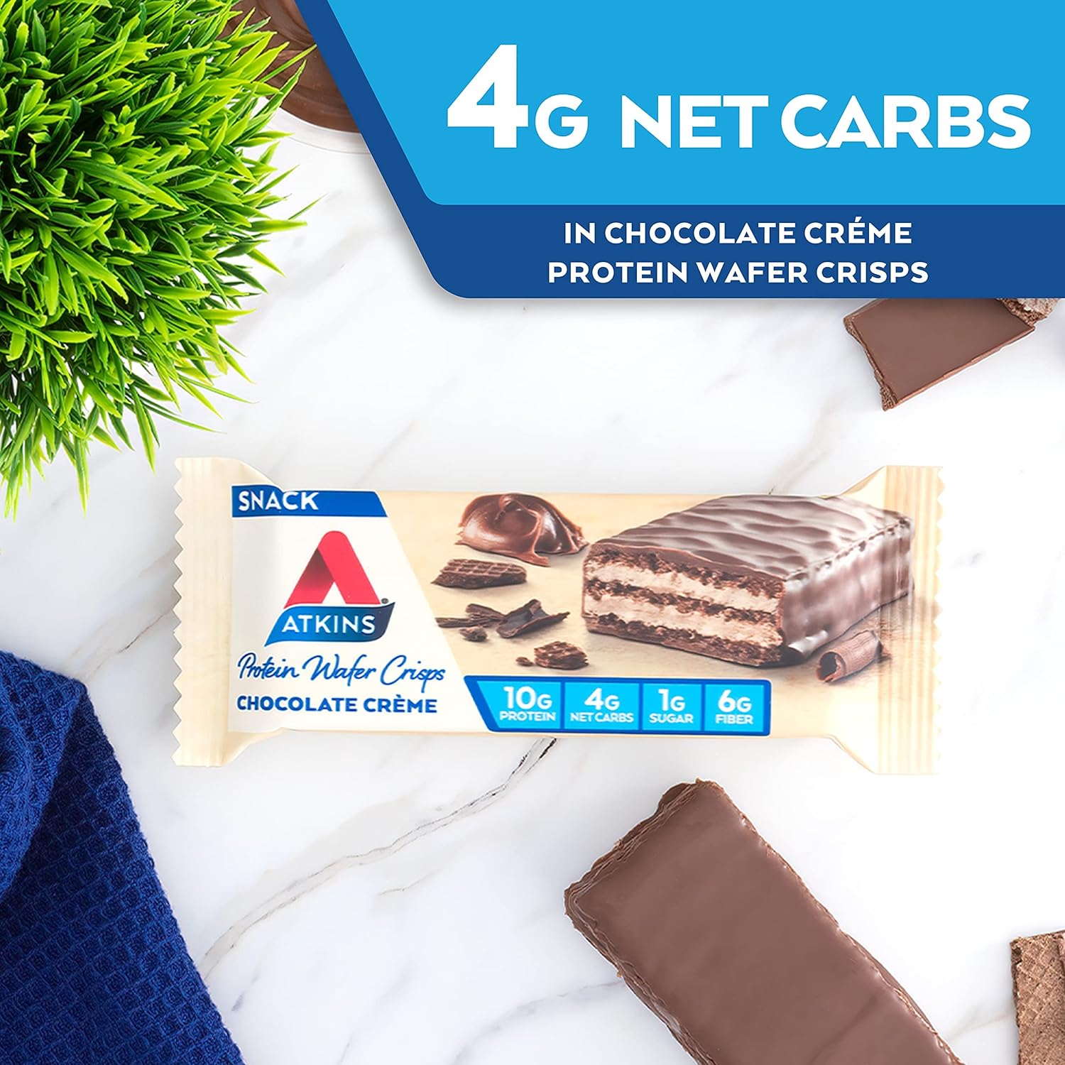 Atkins Chocolate Crème Protein Wafer Crisps, Protein Dessert, 4g Net Carb, 1g Sugar, High in Fiber, Keto Friendly, 5 Count : Everything Else