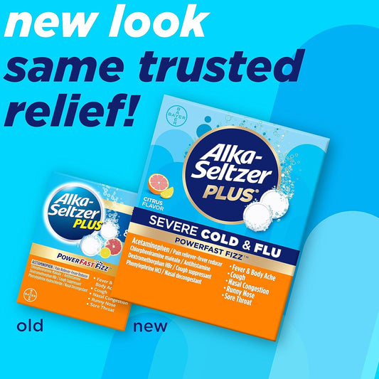 Alka-Seltzer Plus Cold & Flu Medicine For Nasal Congestion, Cough, Fever - Citrus, 48Ct