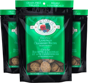 Fromm Four-Star Nutritionals Lamb With Cranberry Dog Treats - Premium Oven Baked Dog Snacks - Lamb Recipe - Pack Of (3) 8 Oz Bags