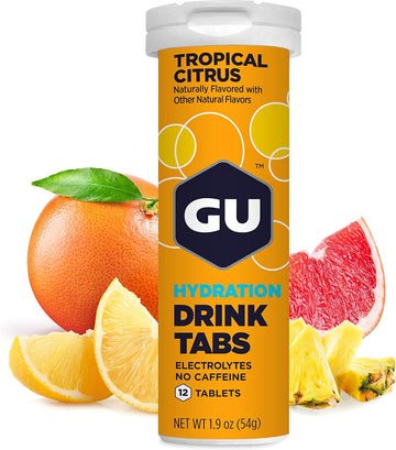 Gu Energy Hydration Electrolyte Drink Tablets, Enhanced Endurance Sports Drink For Running, Cycling, Triathlon, 4-Count(48 Servings), Tropical Citrus