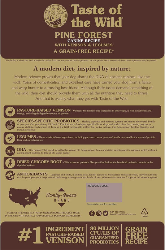 Taste Of The Wild Grain Free High Protein Real Meat Recipe Pine Forest Premium Dry Dog Food