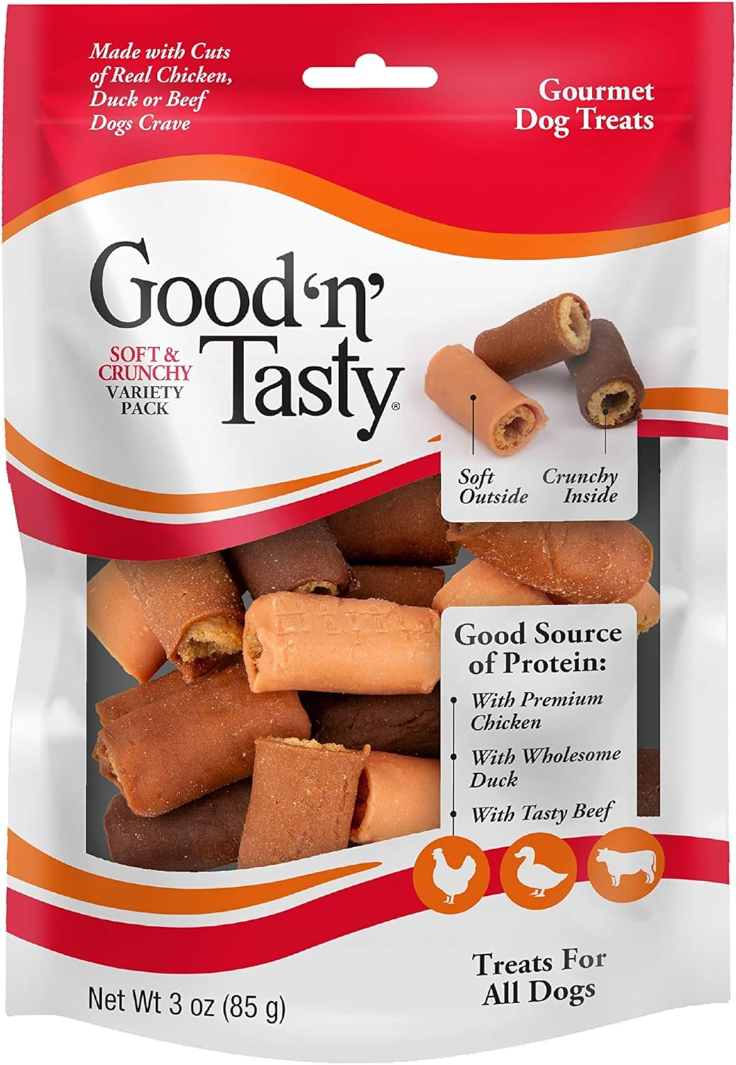 Good ‘N’ Tasty Soft & Crunchy Rolls, Gourmet Treats For All Dogs, Made With Real Chicken