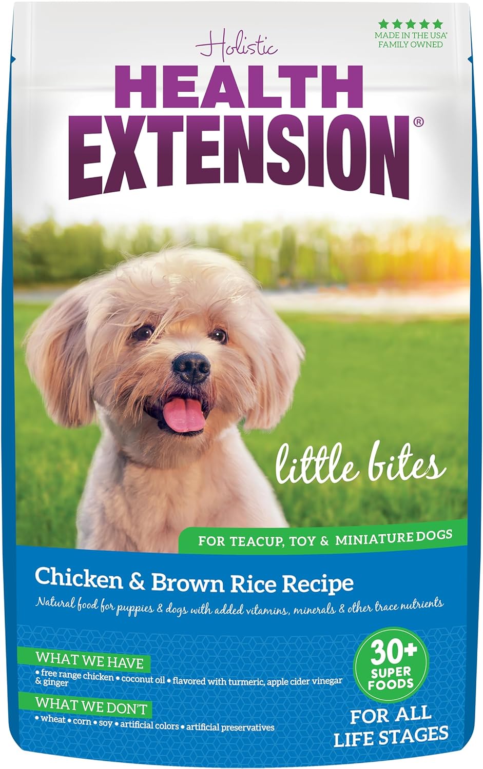 Health Extension Little Bites Dry Dog Food, Natural Food with Added Vitamins & Minerals, Suitable for Teacup, Toy & Small Dogs, Chicken & Brown Rice Recipe (18 Pound / 8.1 Kg)