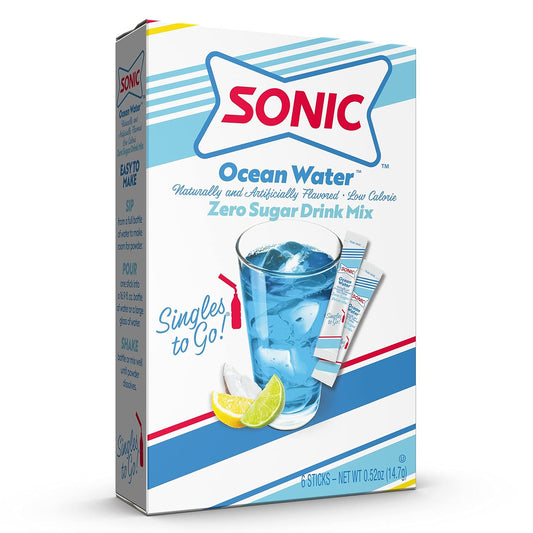 Sonic Singles To Go Powdered Drink Mix, Ocean Water, 6 Sticks Per Box, 12 Boxes (72 Sticks Total)