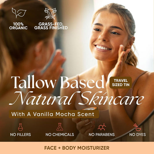 Eat My Face Tallow Face Moisturizer - Beef Tallow For Face Neck & Body, Beef Tallow Moisturizer, Organic Beef Tallow Face Cream, Grass Fed Tallow For Skin, Made In Usa - Tallow Cream, 4.0 Fl Oz