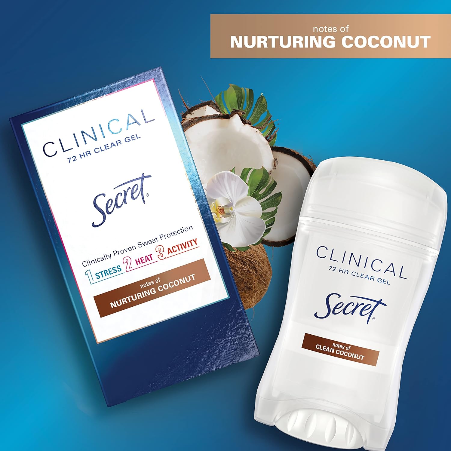 Secret Clinical Clear Gel Antiperspirant and Deodorant for Women Coconut 1.6oz (Pack of 3) : Beauty & Personal Care