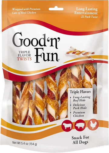 Good 'N' Fun Triple Flavor Twist Chews For Dogs, 22-Count