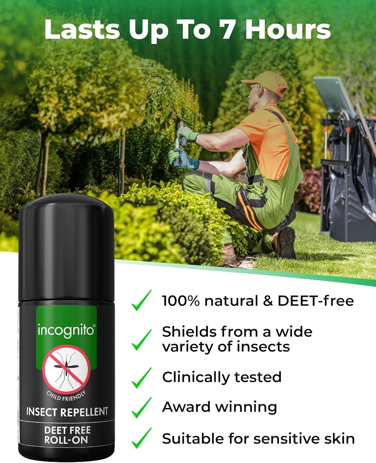 INCOGNITO Insect Repellent Roll on 50 ml - Maximum Strength, Vegan, DEET free formula - Mosquito Repellent and Effective On All Biting Insects - Travel Friendly - Bug Repellent Suitable for Humans, Transparent : Amazon.co.uk: Health & Personal Care