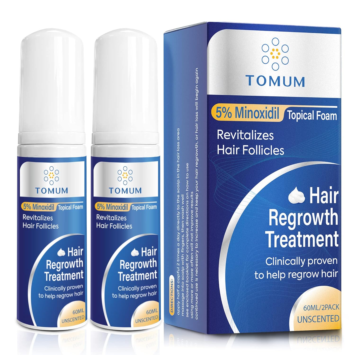 5% Minoxidil Foam for Men and Women Topical Hair Loss treatments Hair Growth Serum- Slows Hair Loss & Promotes Regrowth For Thicker, Longer Hair 2 Month Supply