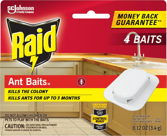 Raid Ant Killer Baits, For Household Use, Kills The Colony, Kills Ants For 3 Months, Child Resistant, 4 Count